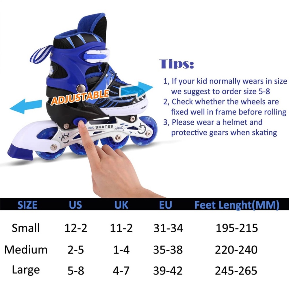 Blue Inline Skates with LED Wheels - Picture 2 of 13